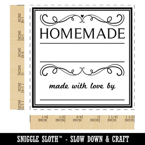 Filigree Homemade Made With Love By Fill In Jam Jelly Jar Self-Inking Rubber Stamp Ink Stamper