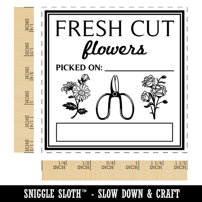 Fresh Cut Flowers Picked On Self-Inking Rubber Stamp Ink Stamper