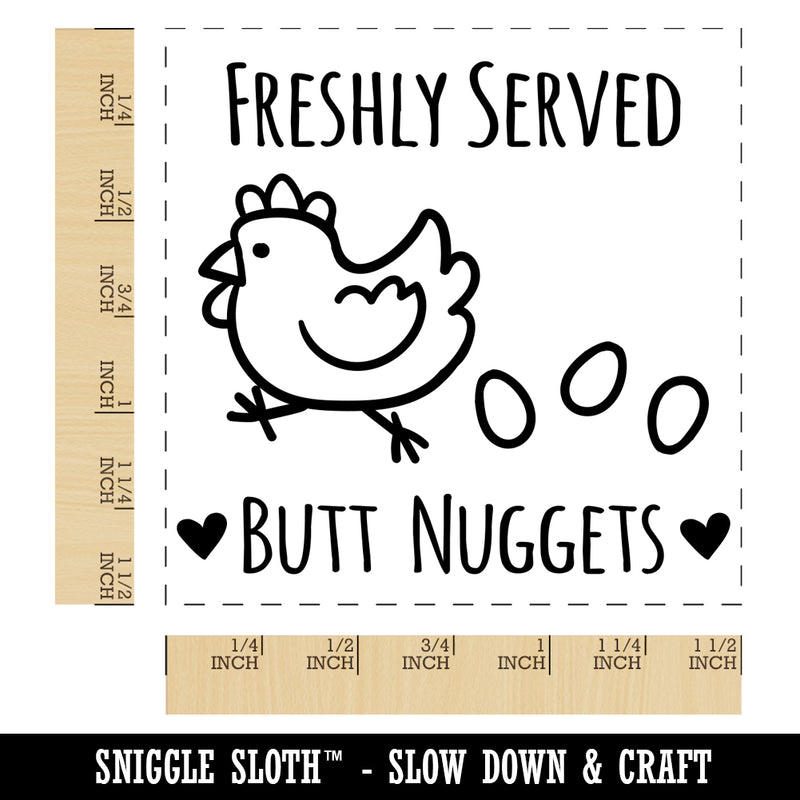 Freshly Served Butt Nuggets Chicken Laying Eggs Self-Inking Rubber Stamp Ink Stamper