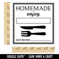 Homemade Enjoy with Fork Knife Food Baked Goods Self-Inking Rubber Stamp Ink Stamper