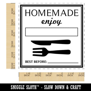 Homemade Enjoy with Fork Knife Food Baked Goods Self-Inking Rubber Stamp Ink Stamper