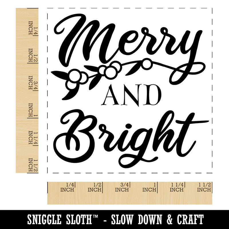 Merry and Bright Mistletoe Christmas Self-Inking Rubber Stamp Ink Stamper
