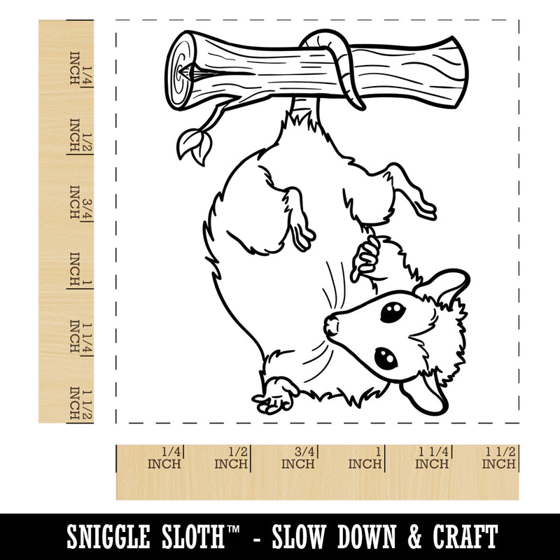 Opossum Hanging from Tail Self-Inking Rubber Stamp Ink Stamper