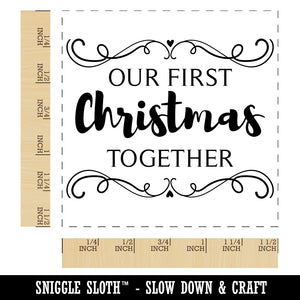 Our First Christmas Together Filigree Self-Inking Rubber Stamp Ink Stamper