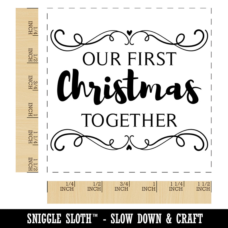 Our First Christmas Together Filigree Self-Inking Rubber Stamp Ink Stamper