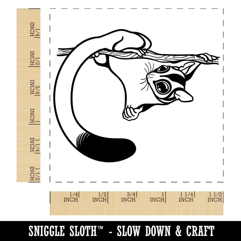 Playful Sugar Glider Hanging Self-Inking Rubber Stamp Ink Stamper