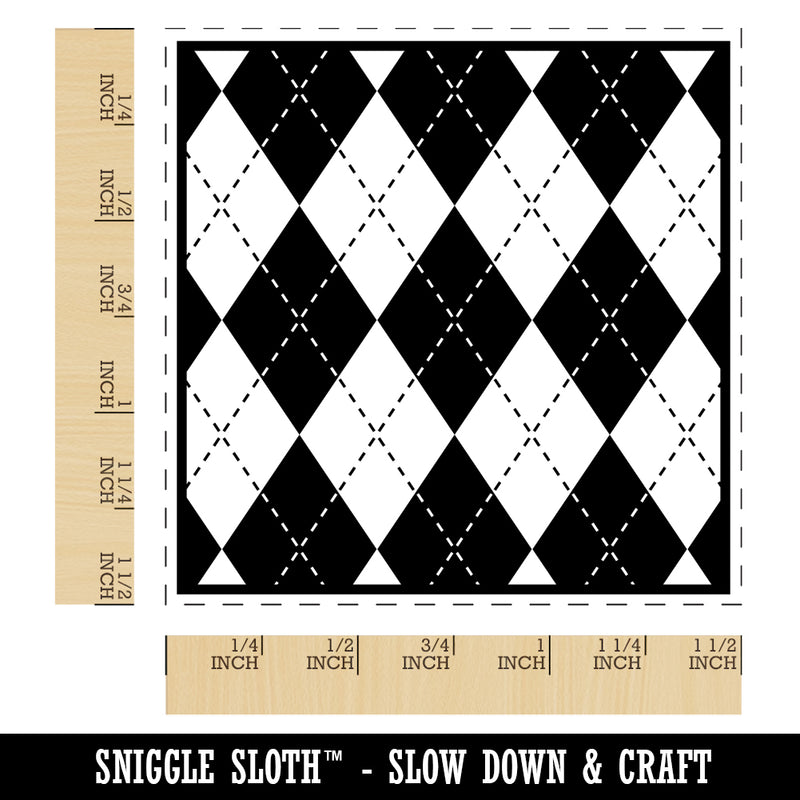 Argyle Pattern Block Self-Inking Rubber Stamp Ink Stamper