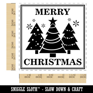 Merry Christmas Holiday Evergreen Trees Self-Inking Rubber Stamp Ink Stamper