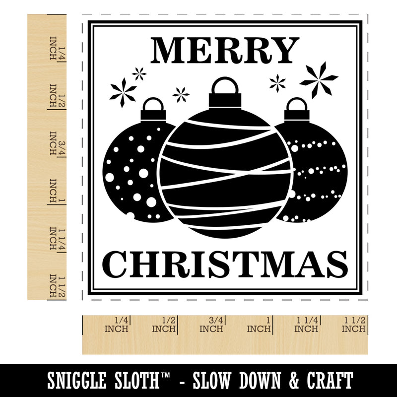 Merry Christmas Holiday Ornaments Self-Inking Rubber Stamp Ink Stamper