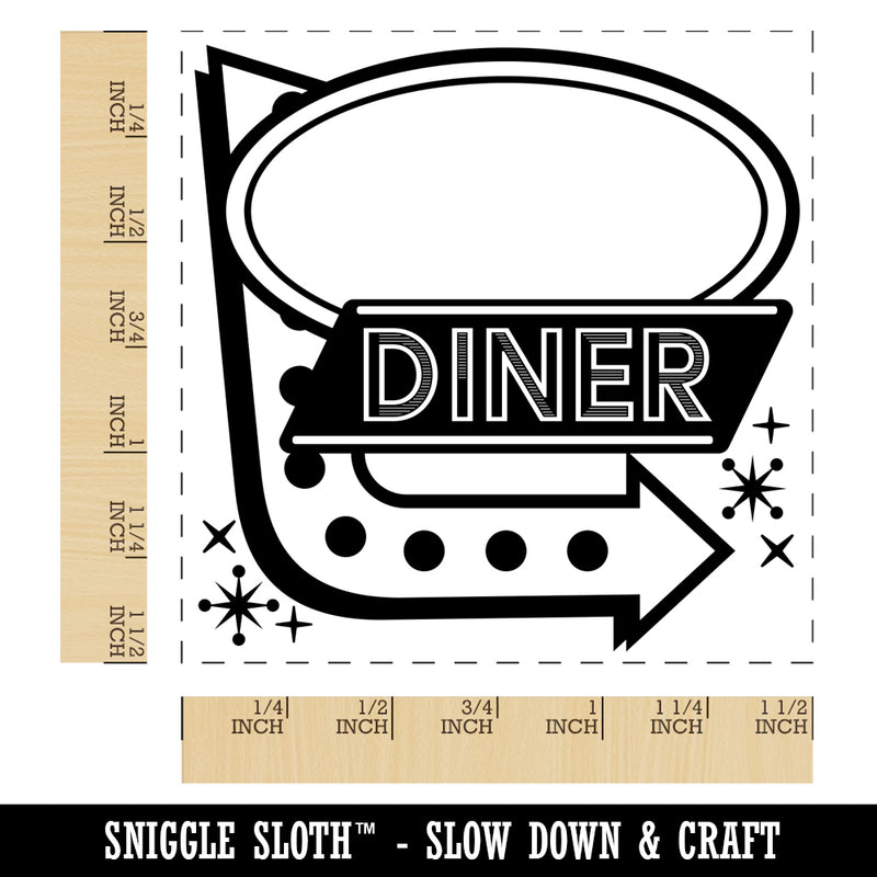 Blank Retro Diner Sign with Arrow Self-Inking Rubber Stamp Ink Stamper