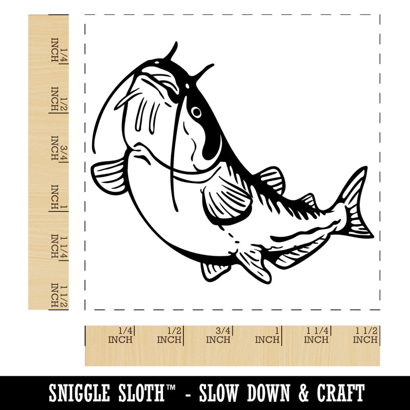 Fat Catfish with Whiskers and Stripes Self-Inking Rubber Stamp Ink Stamper