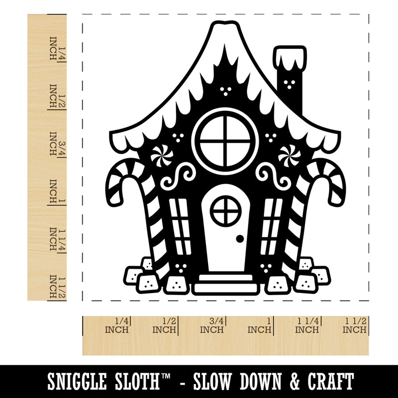 Gingerbread House with Peppermint and Gumdrops Christmas Self-Inking Rubber Stamp Ink Stamper