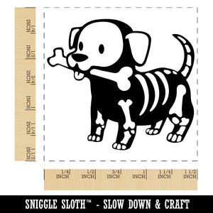 Halloween Puppy with Bone in Skeleton Costume Self-Inking Rubber Stamp Ink Stamper