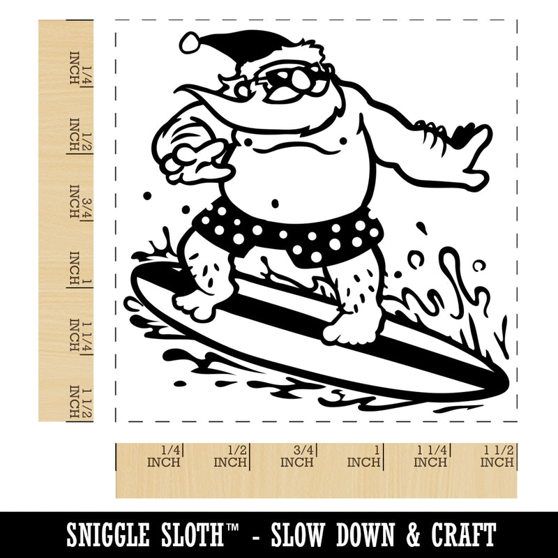 Surfing Santa Claus Christmas Self-Inking Rubber Stamp Ink Stamper