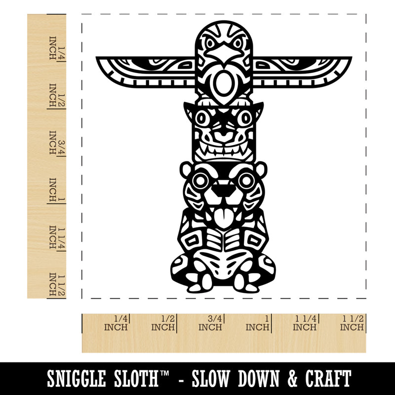 Totem Pole With Eagle Wolf and Bear Self-Inking Rubber Stamp Ink Stamper