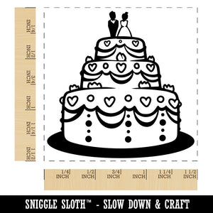 Wedding Cake with Bride and Groom Self-Inking Rubber Stamp Ink Stamper