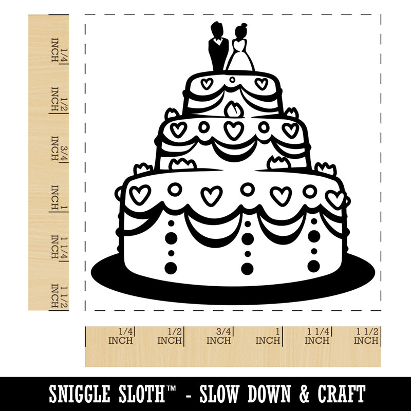 Wedding Cake with Bride and Groom Self-Inking Rubber Stamp Ink Stamper