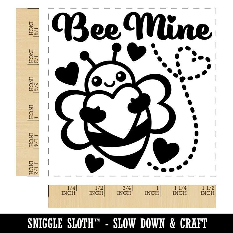Bee Be Mine Love Hugging Heart Valentine's Day Self-Inking Rubber Stamp Ink Stamper