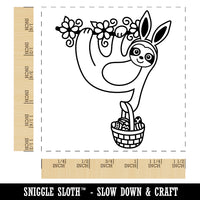 Easter Sloth with Bunny Ears and Basket Self-Inking Rubber Stamp Ink Stamper