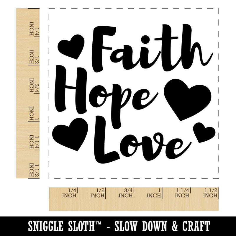 Faith Hope Love with Hearts Self-Inking Rubber Stamp Ink Stamper