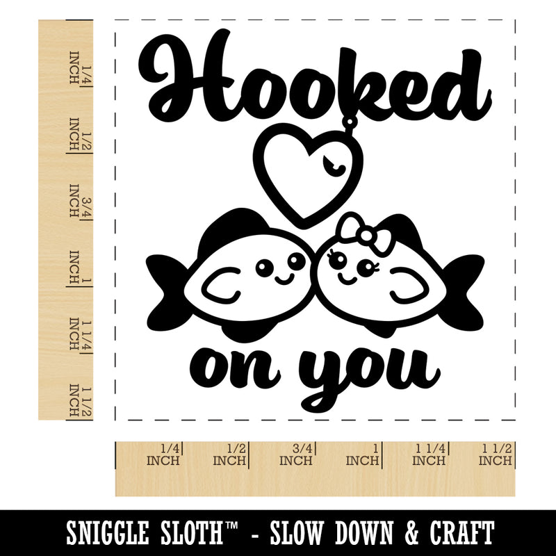 Hooked On You Fish Love Anniversary Valentine's Day Self-Inking Rubber Stamp Ink Stamper