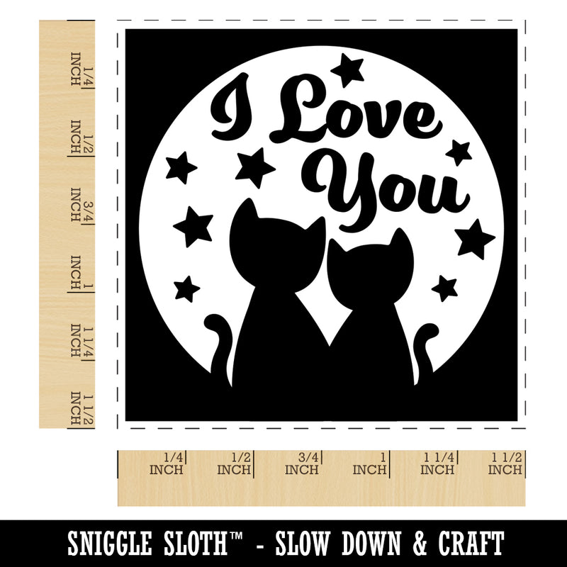 I Love You Moon and Stars Cats Self-Inking Rubber Stamp Ink Stamper