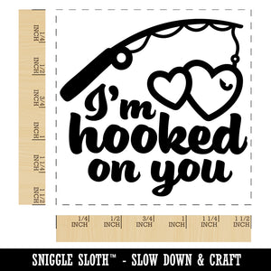 I'm Hooked On You Fishing Pole Love Anniversary Valentine's Day Self-Inking Rubber Stamp Ink Stamper