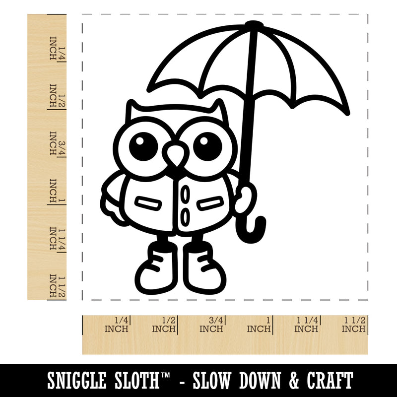 Owl with Umbrella Ready for the Rain Self-Inking Rubber Stamp Ink Stamper