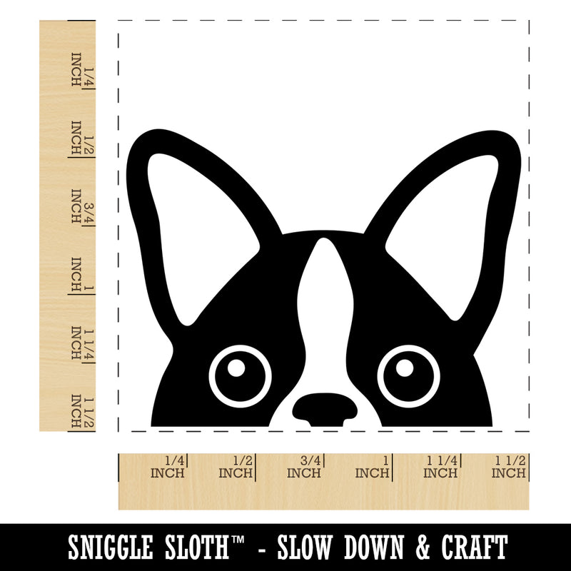 Peeking Boston Terrier Dog Self-Inking Rubber Stamp Ink Stamper