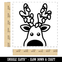 Peeking Reindeer with Lights Christmas Self-Inking Rubber Stamp Ink Stamper