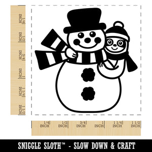 Sloth and Snowman Winter Friends Self-Inking Rubber Stamp Ink Stamper