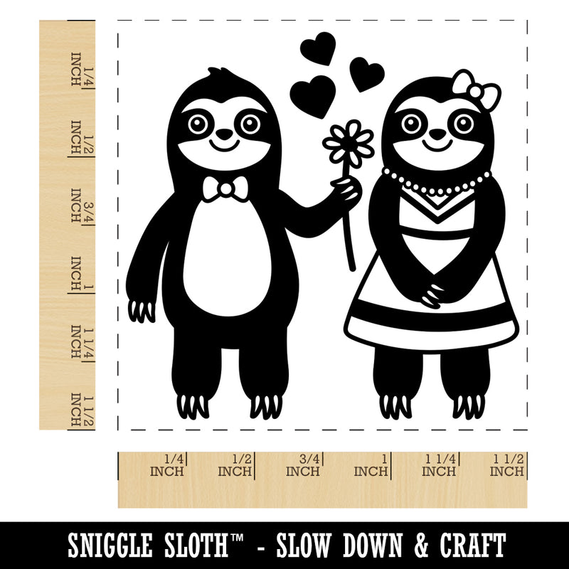 Sloth Couple in Love Anniversary Valentine's Day Self-Inking Rubber Stamp Ink Stamper