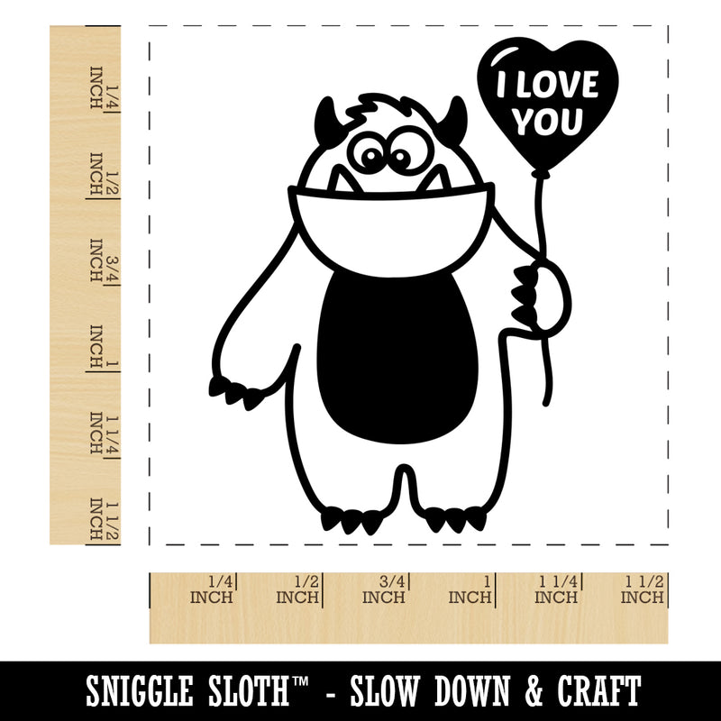 Valentine's Day Monster Heart Balloon I Love You Anniversary Self-Inking Rubber Stamp Ink Stamper