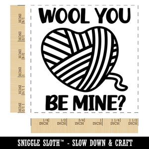 Wool Will You Be Mine Heart Yarn Love Valentine's Day Self-Inking Rubber Stamp Ink Stamper