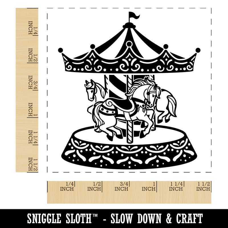 Carousel at a Carnival Fair Amusement Park Merry-Go-Round Self-Inking Rubber Stamp Ink Stamper