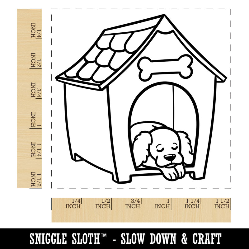 Dog Resting in Dog House Self-Inking Rubber Stamp Ink Stamper