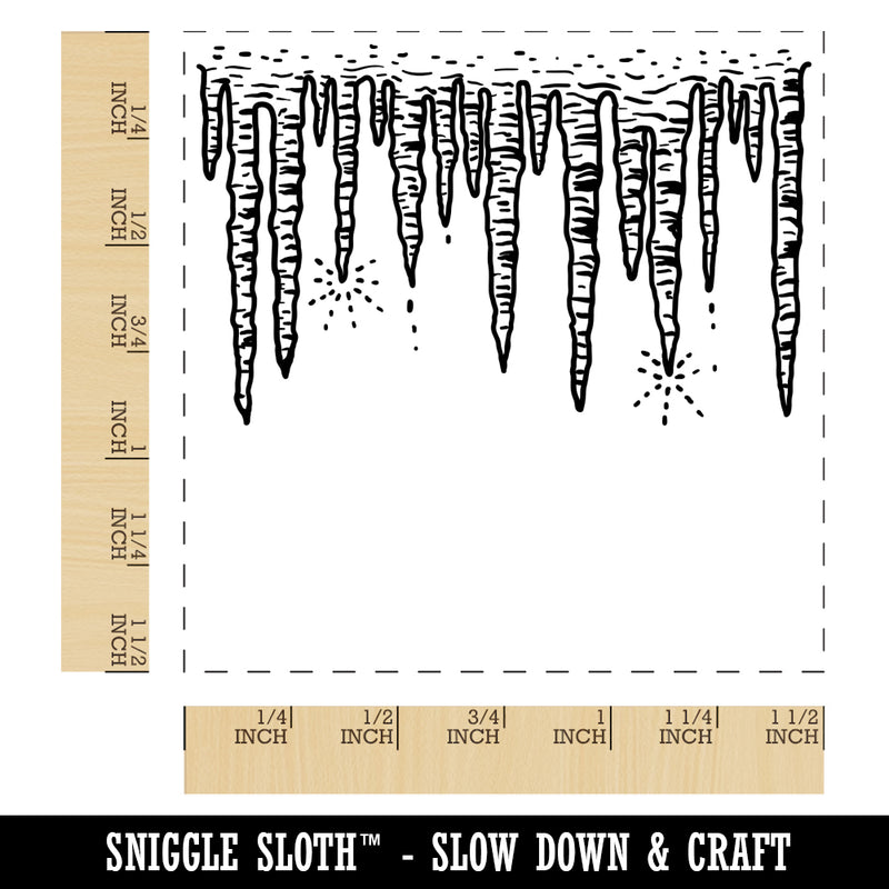 Hanging Winter Icicles Self-Inking Rubber Stamp Ink Stamper