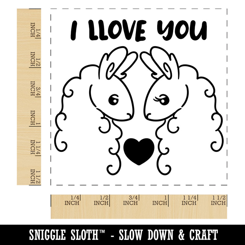 I Llove You Llama Couple Anniversary Love Valentine's Day Self-Inking Rubber Stamp Ink Stamper