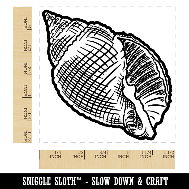 Nutmeg Shell Hashmark Shaded Beach Seashell Self-Inking Rubber Stamp Ink Stamper