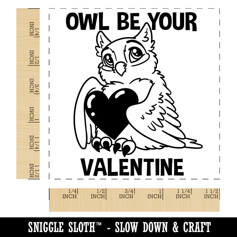 Owl I'll Be Your Valentine Love Self-Inking Rubber Stamp Ink Stamper