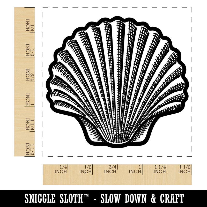 Scallop Seashell Hashmark Shaded Beach Shell Self-Inking Rubber Stamp Ink Stamper