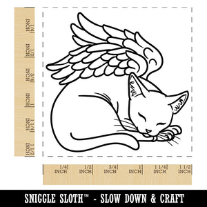 Sleeping Angel Cat Loss of Pet Self-Inking Rubber Stamp Ink Stamper