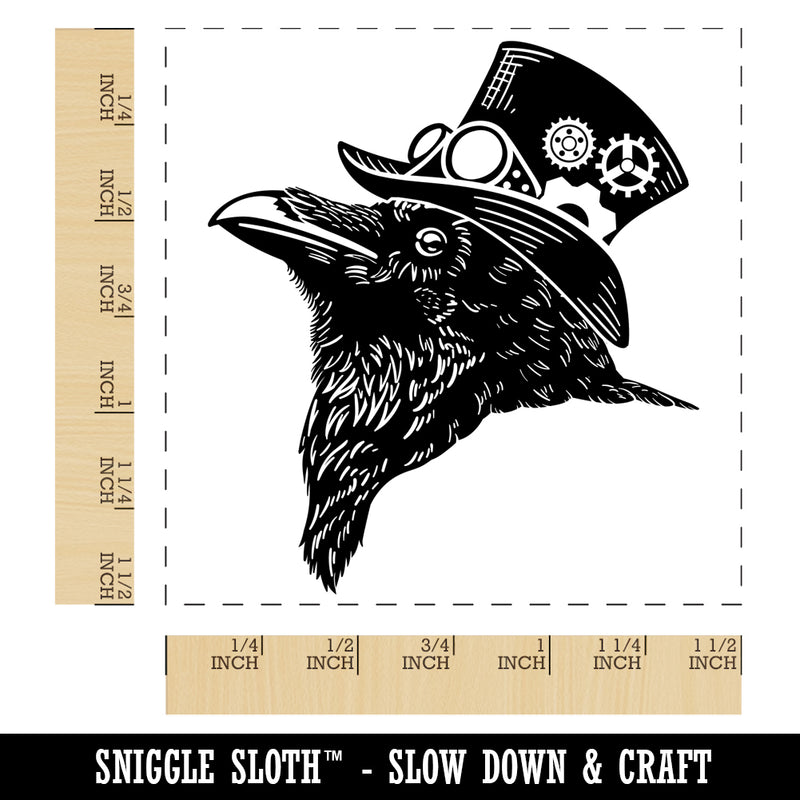 Steampunk Crow in Top Hat with Goggles and Gears Self-Inking Rubber Stamp Ink Stamper