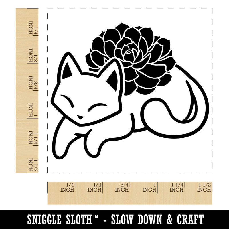 Sweet Little Succulent Cat Self-Inking Rubber Stamp Ink Stamper