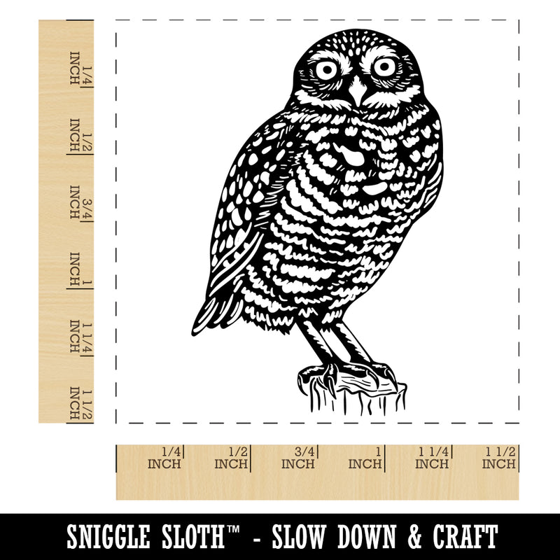 Watchful Burrowing Owl Self-Inking Rubber Stamp Ink Stamper