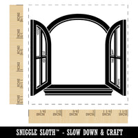 Window with Open Shutters Cottage Style Self-Inking Rubber Stamp Ink Stamper