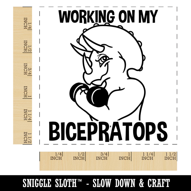 Working on My Bicepratops Triceratops Dinosaur Weightlifting Self-Inking Rubber Stamp Ink Stamper