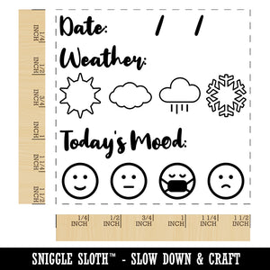 Date Fill-In with Weather Mood Tracker Daily Calendar  Self-Inking Rubber Stamp Ink Stamper
