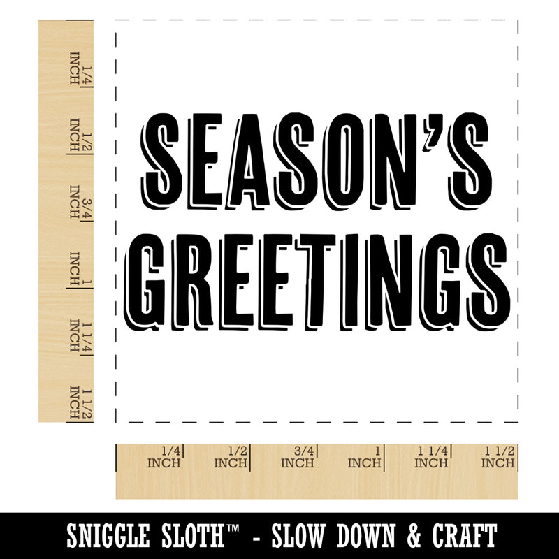 Season's Greetings Christmas Drop Shadow Text Self-Inking Rubber Stamp Ink Stamper