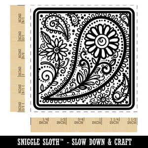 Floral and Swirly Paisley Square Self-Inking Rubber Stamp Ink Stamper